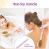 Backski Body Scrubber Anti Slip for Shower,Shower Brush Long Handle with Stiff and Soft Bristles,Body Wash Exfoliating Back Scrubber for Bath or Dry Brushing Body Brush(Pink) view 2