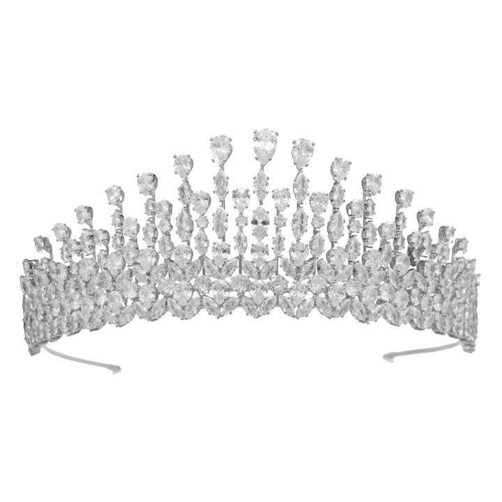 2.6" Classic Zirconia Wedding Tiara,Women's Crystal Big Tiara for Bride,Prom,Party Head Accessories GS0049