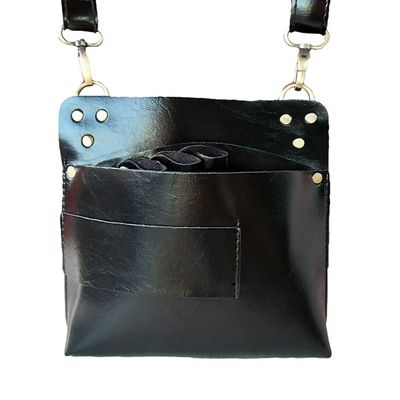 Hairdresser Scissor Bag,Barber PU Leather Waist Pouch, Professional Hairdressing Tools Storage Holster with Waist Belt,Hair Salon Scissor Storage Waist Bag for Hairstylist Black