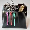 Hairdresser Scissor Bag,Barber PU Leather Waist Pouch, Professional Hairdressing Tools Storage Holster with Waist Belt,Hair Salon Scissor Storage Waist Bag for Hairstylist Black view 3