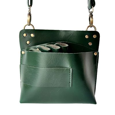 Hairdresser Scissor Bag,Barber PU Leather Waist Pouch, Professional Hairdressing Tools Storage Holster with Waist Belt,Hair Salon Scissor Storage Waist Bag for Hairstylist Green