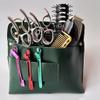 Hairdresser Scissor Bag,Barber PU Leather Waist Pouch, Professional Hairdressing Tools Storage Holster with Waist Belt,Hair Salon Scissor Storage Waist Bag for Hairstylist Green view 4