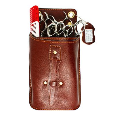 Barber Waist Pouch Holster Hairdressing Genuine Leather Scissors Bag Hair Stylist Retro Hairdressing Tools Storage Case E