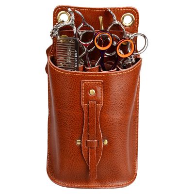 Barber Waist Pouch Holster Hairdressing Genuine Leather Scissors Bag Hair Stylist Retro Hairdressing Tools Storage Case C