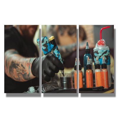 Tattoo Accessories Wall Art for Living Room Tattoo Artist Bedroom Wall Decor Tattoo Machine Wall Paintings for Office Print On Canvas Modern Artwork Stretched and Framed Ready to Hang 16X24X3 INCH