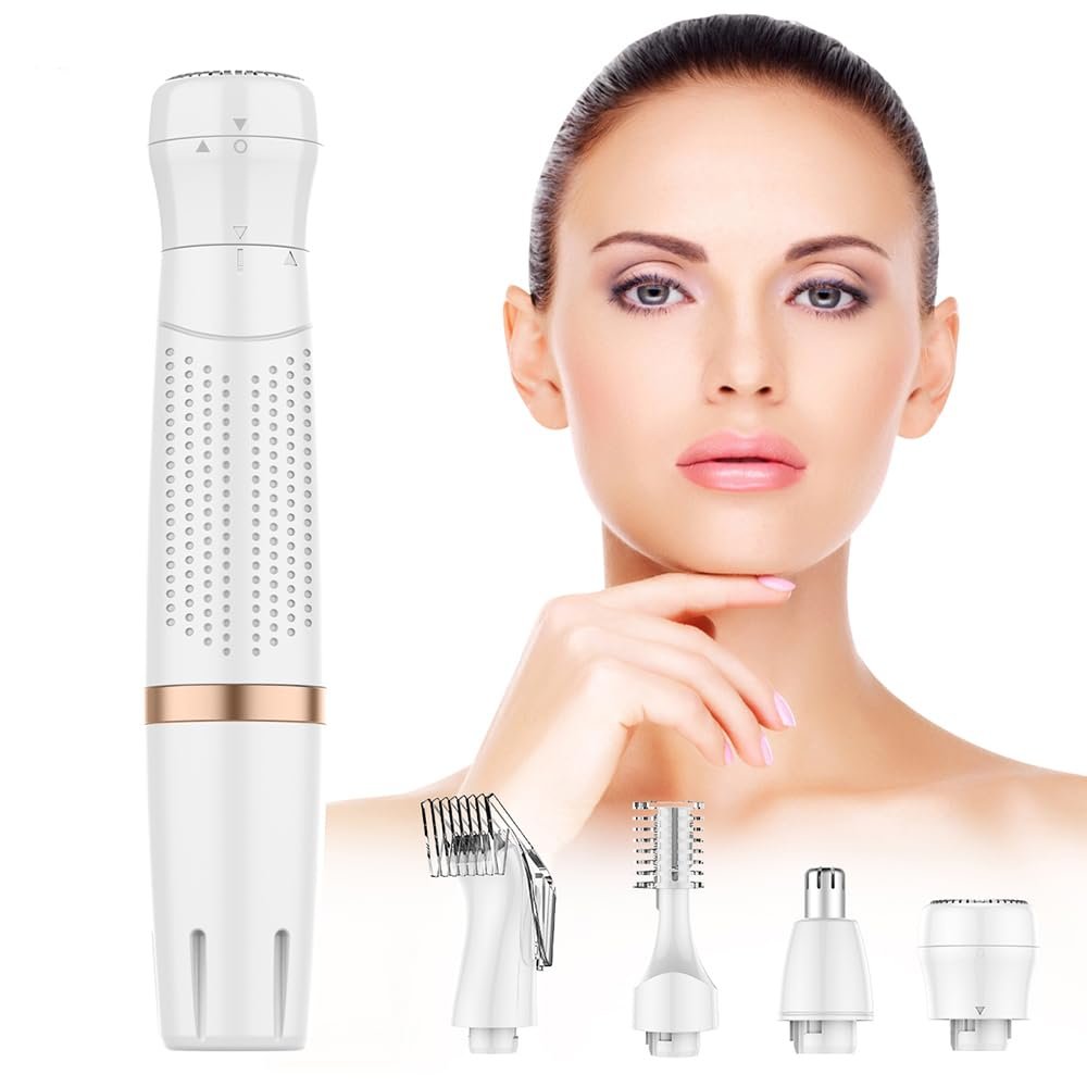 4-in-1 Electric Shaver for Women, Painless Hair Removal, Bikini Trimmer for Smoother Skin, Body Hair Removal, Eyebrow Trimmer