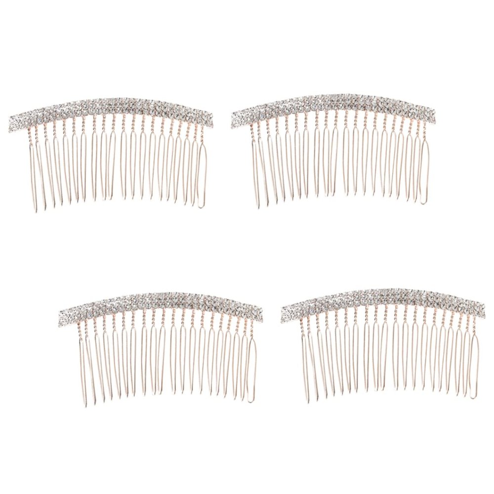 Beatifufu 4pcs Luxury Flower Hair Accessories Sunflower Hair Comb Bang Insert Comb for Women Elegant Wedding Banquet