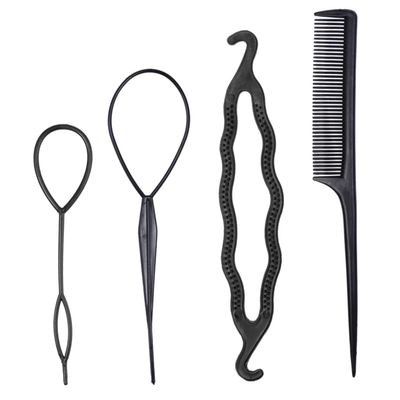 Beatifufu 4 Pcs Hair Bun Maker Styling Tools for Easy Braid and Ponytail Creation Fashionable Hair Design Accessories for Women and Girls for Everyday Use