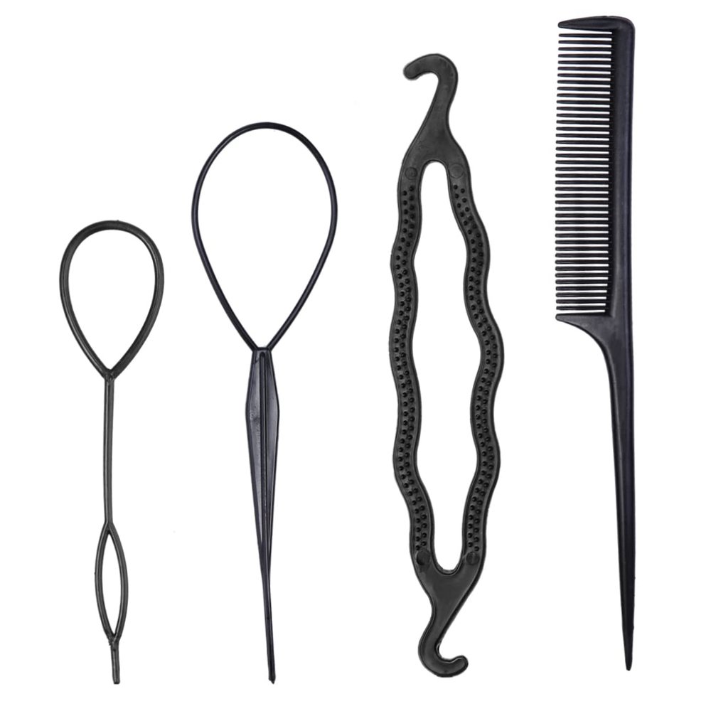 Beatifufu 4 Pcs Hair Bun Maker Styling Tools for Easy Braid and Ponytail Creation Fashionable Hair Design Accessories for Women and Girls for Everyday Use