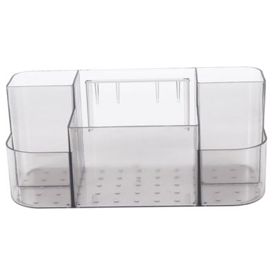 FRCOLOR 1pc Wall-mounted Makeup Storage Organizer Semitransparent Bathroom Cosmetic Box Punch Adhesive Design for Easy Installation Durable and Space-saving for Vanity Use