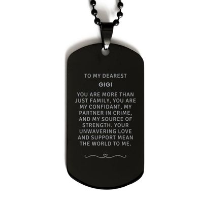 Best Idea Gifts for Gigi Black Dog Tag, Gigi, you are more than just family., Surprise Gift for Gigi on Christmas Birthday. Gift for Him Her