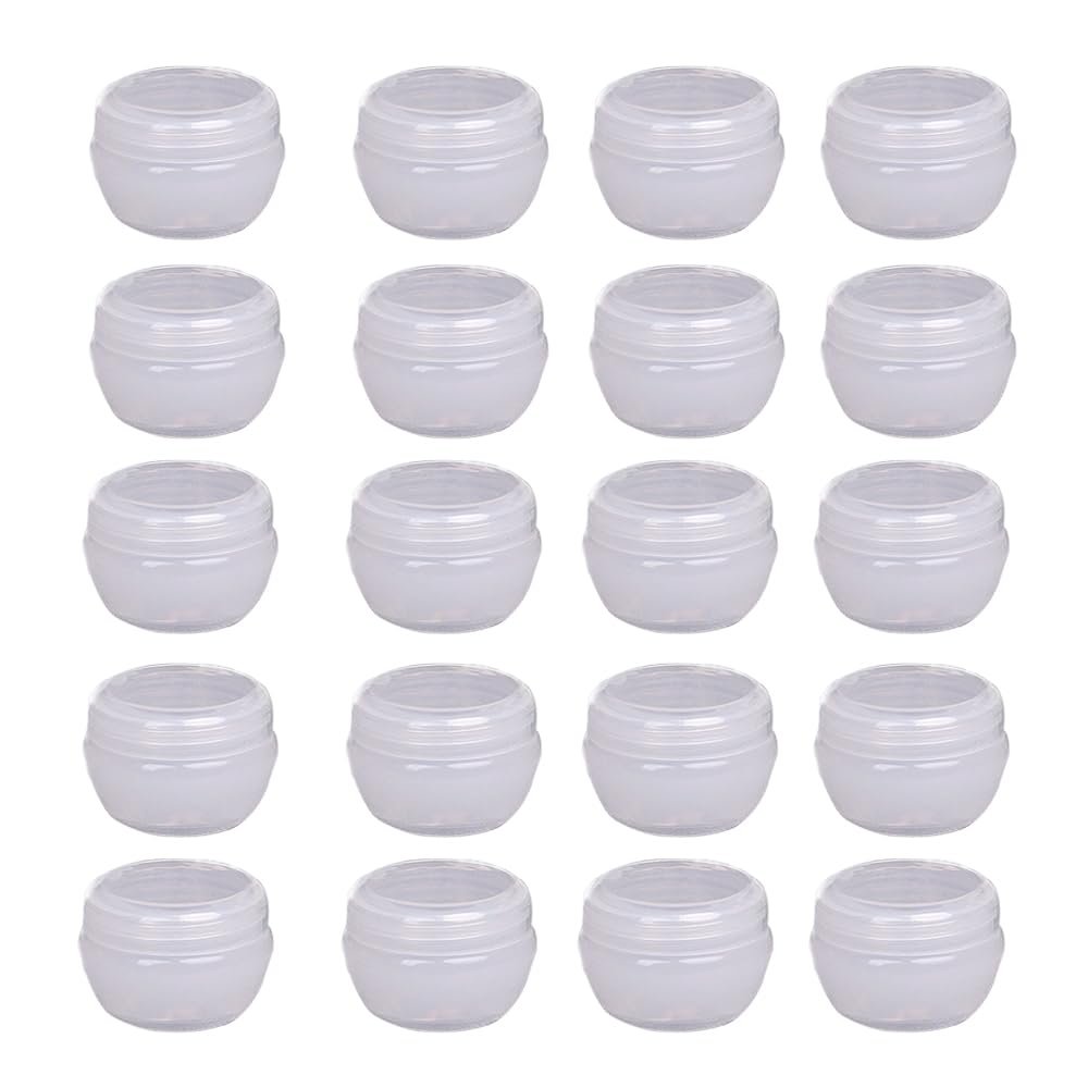 20Packs 10G/10ML Plastics Container Jars with Inner Liner for Scrubs, Oils, Salves, Creams, Lotions, Makeup Cosmetics, Nail Accessories, Beauty Aids(Translucent)