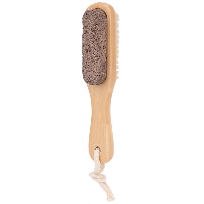 TITA-DONG Wooden Foot Bristle Brush, Pumice Stone Foot Callus Remover, Double Sided Foot Scrubber with Wooden Handle, Body Skin Feet Elbow Scrubber for Home Use