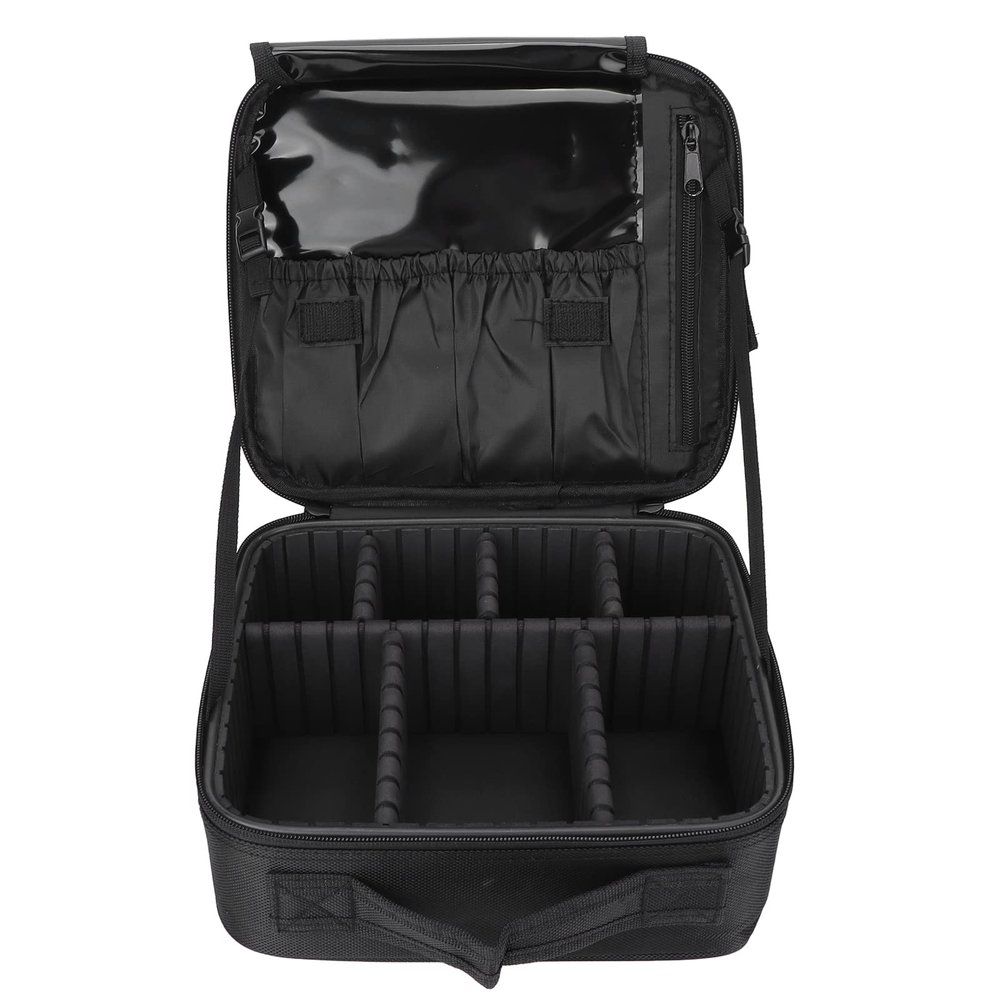 Makeup Train Case, Professional Makeup Case, Large Capacity Cosmetic Case Make up Brush Organizer, Black Multipurpose Travel Makeup Case with Adjustable Dividers for Women and Girls
