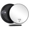 10X Magnifying Mirror with 3 Suction Cups - 6'' Stick on Makeup Mirror with 10X Magnification, Magnified Makeup Mirror Portable Handheld Cosmetic Mirror and Tweezers Set for Travel, Makeup, Bathroom view 1
