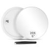 20X Magnifying Mirror and Tweezers Kit, 6 Inch Round Compact Mirror with 3 Suction Cups, Portable Cosmetic Magnifier for Women & Men view 1