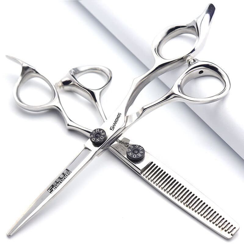 5.5/6/inch professional hairdressing set with sharp stainless steel scissors, suitable for hairdressers, salons, and home use. (6 inch-2pc-B)