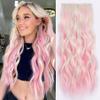 ALXNAN Clip in Long Wavy Hair Extension 20 Inch Blonde Pink Hair Extensions 4PCS Thick Hairpieces Fiber Double Weft Hair for Women view 1