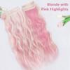 ALXNAN Clip in Long Wavy Hair Extension 20 Inch Blonde Pink Hair Extensions 4PCS Thick Hairpieces Fiber Double Weft Hair for Women view 2