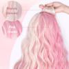 ALXNAN Clip in Long Wavy Hair Extension 20 Inch Blonde Pink Hair Extensions 4PCS Thick Hairpieces Fiber Double Weft Hair for Women view 3