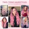 ALXNAN Clip in Long Wavy Hair Extension 20 Inch Blonde Pink Hair Extensions 4PCS Thick Hairpieces Fiber Double Weft Hair for Women view 4