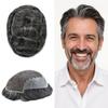 Hair Wonders Toupee For Men Real Human Hair Soft Swiss Lace Hair Replacement System For Mens Toupee Hair System Hairpiece For Men 7x9Medium light density #1B40 1B# OFF BLACK+40% GREY view 1