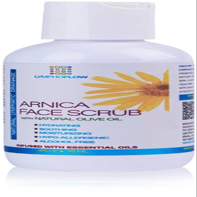 Arnica Facial Scrub, Exfoliating Face Wash for Natural Lymphatic Drainage, Face Cleanser with Soothing Arnica Montana, Exfoliator For Sensitive Skin, Acne, Blackheads, Lymph Health, 4 Oz