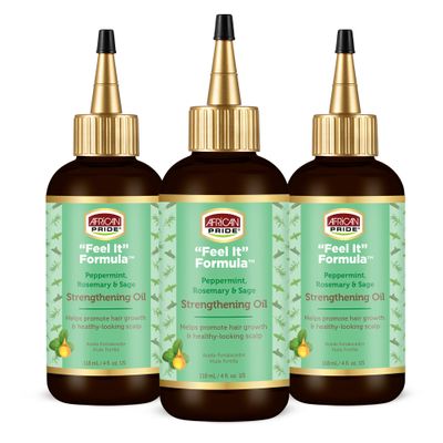 African Pride Feel It Formula Hair Strengthening Oil  Hair Oil with Rosemary, Peppermint & Sage  Hydrates Hair, Helps Strengthens Roots & Promotes Growth | 4oz (Pack of 3)