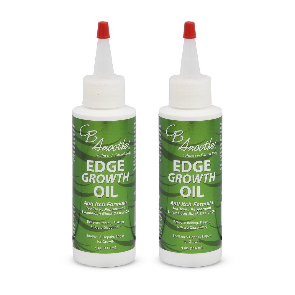 CB Smoothe Edge Growth Oil - Tea Tree, Peppermint & Jamaican Black Castor Hair Serum - Boosts Circulation & Regrowth - 4oz - 2-pack