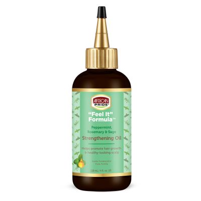 African Pride Feel It Formula Hair Strengthening Oil Hair Oil with Rosemary, Peppermint & Sage Hydrates Hair, Helps Strengthens Roots & Promotes Growth | 4oz