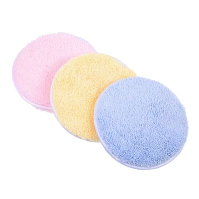 FRCOLOR 3pcs Face Cleaning Puff Rounded Makeup Pads for Effortless Cleansing Reusable Cosmetic Tool Compact for for Daily Use for All Occasions