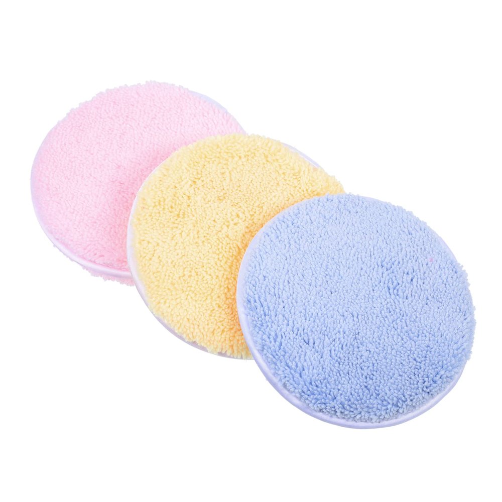 FRCOLOR 3pcs Face Cleaning Puff Rounded Makeup Pads for Effortless Cleansing Reusable Cosmetic Tool Compact for for Daily Use for All Occasions