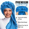 2Pcs Bonnets for Black Women Braid Bonnet, Large Long Satin Bonnet for Braids, Silk Bonnet with Stretchy Tie Band Sleep Cap Hair (2Pcs-Black&Blue) view 2