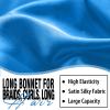 2Pcs Bonnets for Black Women Braid Bonnet, Large Long Satin Bonnet for Braids, Silk Bonnet with Stretchy Tie Band Sleep Cap Hair (2Pcs-Black&Blue) view 4