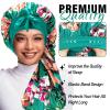 2Pcs Bonnets for Black Women Braid Bonnet, Large Long Satin Bonnet for Braids, Silk Bonnet with Stretchy Tie Band Sleep Cap Hair (2Pcs-Black&Printing Flower) view 2