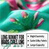 2Pcs Bonnets for Black Women Braid Bonnet, Large Long Satin Bonnet for Braids, Silk Bonnet with Stretchy Tie Band Sleep Cap Hair (2Pcs-Black&Printing Flower) view 4