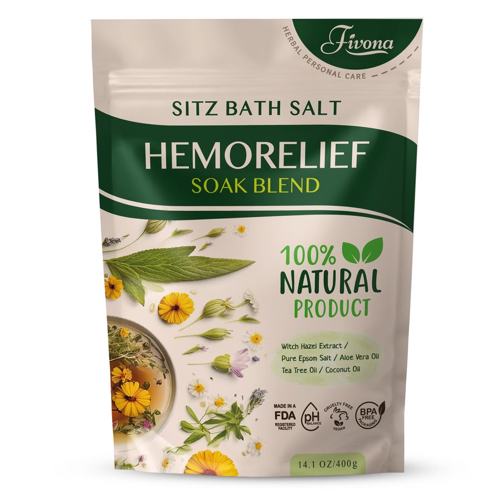 Hemorrhoid Treatment Sitz Bath Salt - Natural Soak Blend Epsom Salt with Essential Oils, Postpartum Recovery and Discomfort Relief, Perineal Care Soaking for Fissures and Bartholin Cysts - 14.1oz