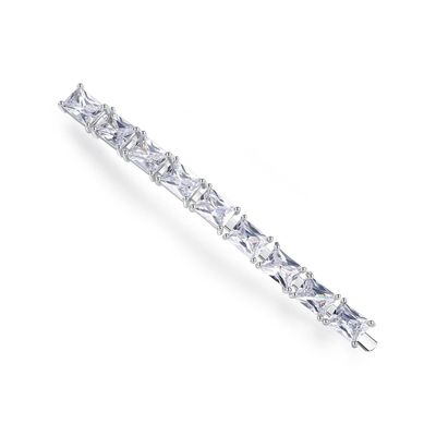 14k Gold Simple Bridal Crystals Headpiece, Everyday Rectangular Gemstone One-Line Side Clip for Bangs,Stunning Gift for Her (Style 1(8.9 * 0.5cm,15g))