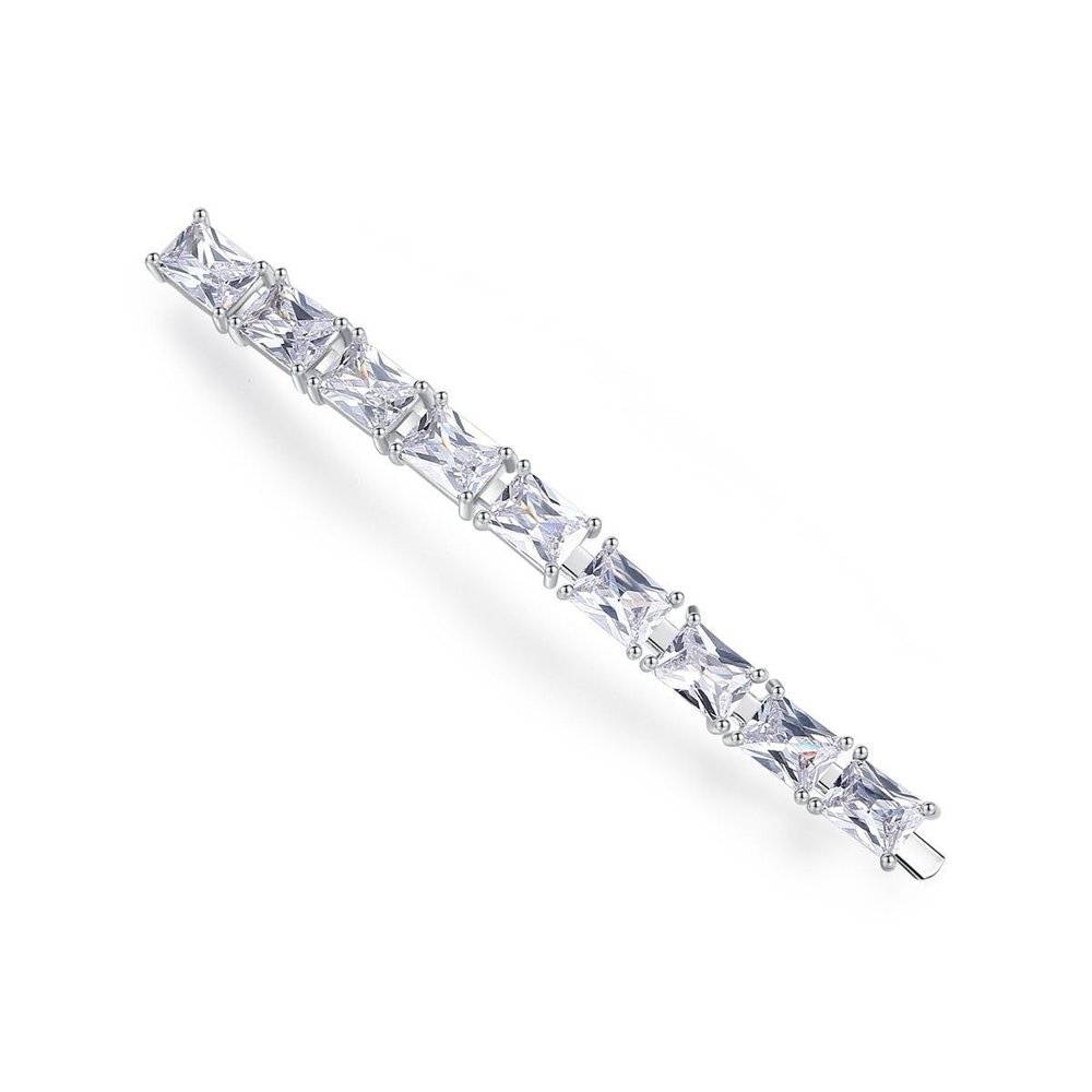14k Gold Simple Bridal Crystals Headpiece, Everyday Rectangular Gemstone One-Line Side Clip for Bangs,Stunning Gift for Her (Style 1(8.9 * 0.5cm,15g))