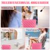 ZLFSRQ 3Pcs Makeup Bag Checkered Cosmetic Bag Set Travel Toiletry Bags for Purse Large Small Makeup Pouch for Women Cute Preppy Pencil Pouch Case Pink Zipper Skincare Bags view 3