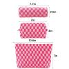 ZLFSRQ 3Pcs Makeup Bag Checkered Cosmetic Bag Set Travel Toiletry Bags for Purse Large Small Makeup Pouch for Women Cute Preppy Pencil Pouch Case Pink Zipper Skincare Bags view 4