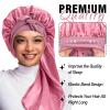 2Pcs Bonnets for Black Women Braid Bonnet, Large Long Satin Bonnet for Braids, Silk Bonnet with Stretchy Tie Band Sleep Cap Hair (2Pcs-Black&Rose Pink) view 2