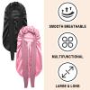 2Pcs Bonnets for Black Women Braid Bonnet, Large Long Satin Bonnet for Braids, Silk Bonnet with Stretchy Tie Band Sleep Cap Hair (2Pcs-Black&Rose Pink) view 3
