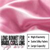2Pcs Bonnets for Black Women Braid Bonnet, Large Long Satin Bonnet for Braids, Silk Bonnet with Stretchy Tie Band Sleep Cap Hair (2Pcs-Black&Rose Pink) view 4