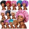 12pcs Large Satin Bonnets for Sleeping, Silky Hair Bonnet for Black Women Braid Curly Hair view 1
