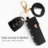Adorila 2 Pack Lipstick Organizer Keychain, Leather Lipstick Case with Mirror for Women, Portable Lip Gloss Bag Lip Balm Holder for Travel (Black & White) view 3