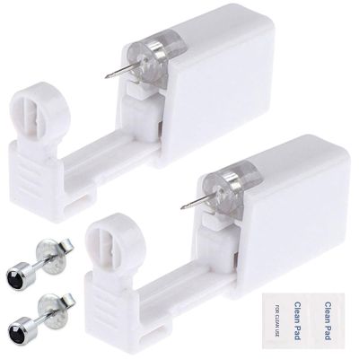 Ear Piercing Gun Kit - Lyuxzad 6Pcs Disposable Ear Piercing Kit Including 2Pcs Self Ear Piercing Gun with 2Pcs Built-in Earrings Stud and 2Pcs Clean Tools for Ear Cartilage Piercing Kit (225)
