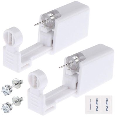 Ear Piercing Gun Kit - Lyuxzad 6Pcs Disposable Ear Piercing Kit Including 2Pcs Self Ear Piercing Gun with 2Pcs Built-in Earrings Stud and 2Pcs Clean Tools for Ear Cartilage Piercing Kit (253)