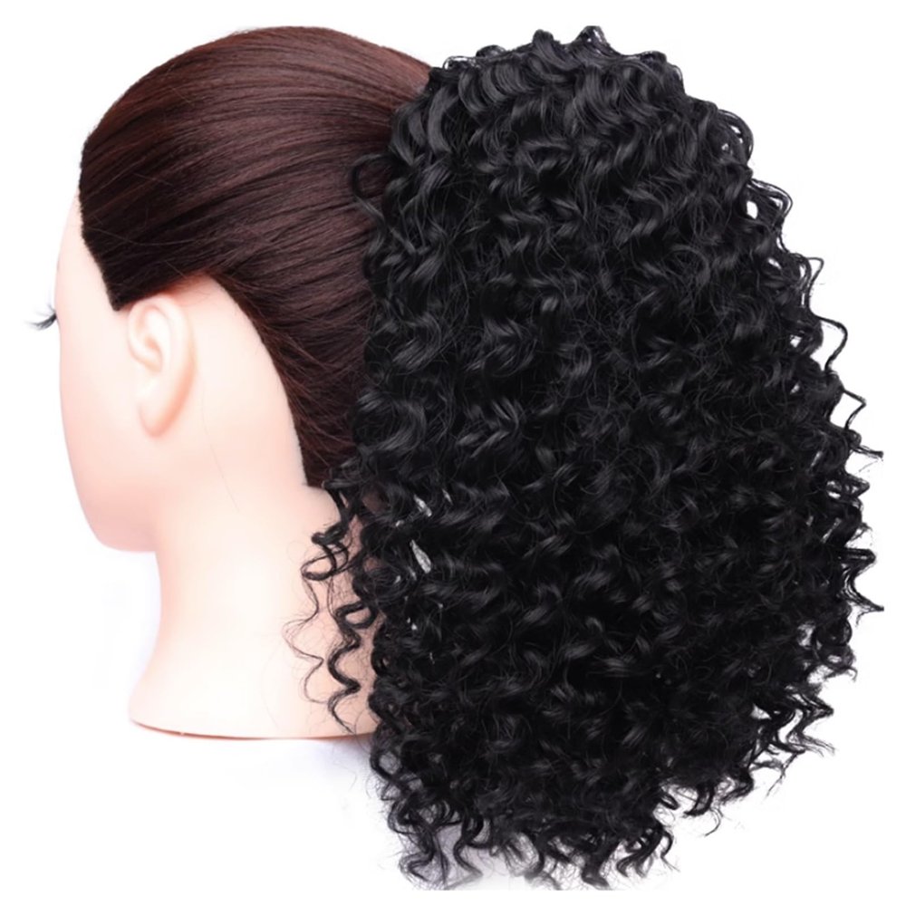 10 Inch for Women Curly Extension for Women Hair Extensions Ponytail Extension Makeup to Go to Halloween Concerts (Color : Black)