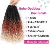 Wodun 12inch Goddess Box Braids Crochet Hair Crochet Box Braids Curly Ends 3X Bohemian Crochet Box Braids Hair Synthetic Crochet Hair Extensions 16strands/pack(12inch(Pack of 8), 1B/30/613) view 2